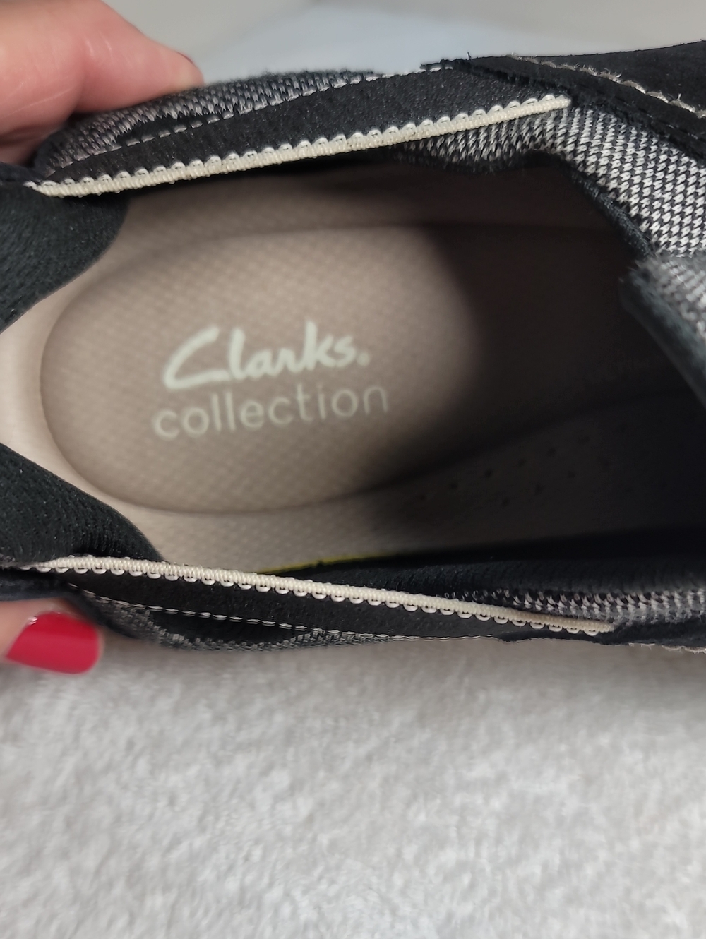 Clarks Black and White Slip-On Sneaker -size 11 - Worn Once - EUC  156
